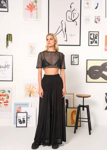 NARCISSUS SEQUIN CROP TOP BLACK ARPYES