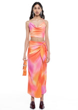 Load image into Gallery viewer, PRINTED WRAP SKIRT (Sunrise Orange) MILKWHITE
