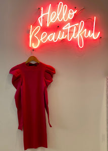 Φόρεμα με πιέτα στον ώμο Tailor Made(Magenta)