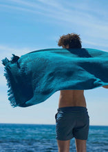 Load image into Gallery viewer, MONOCHROME BEACH TOWEL Sun Of A Beach (JUST TEAL)
