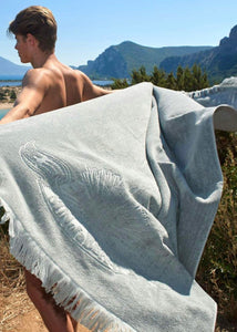 MONOCHROME BEACH TOWEL Sun Of A Beach (JUST SILVER)