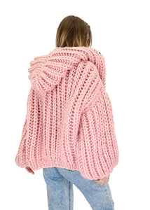 Hooded Chunky Cardigan MUMSHANDMADE (Pink)