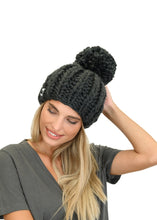 Load image into Gallery viewer, Ribbed PomPom Beanie MUMSHANDMADE (RED)
