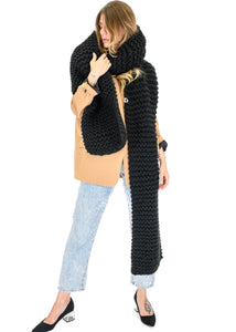 Straight Ribbed Scarf MUMSHANDMADE (Black 2.20m)