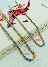 Load image into Gallery viewer, &quot;Cord Rope Chain&quot; Δίχρωμη αλυσίδα λαιμού 65cm (4mm &amp; 6mm)
