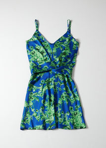 SHORT PRINTED DRESS (Floral Blue-Green) MILKWHITE