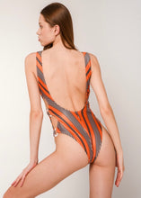 Load image into Gallery viewer, HUEDA SWIMSUIT Sun.Set.Go (ORANGE STRIPPED)
