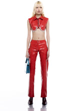 Load image into Gallery viewer, FAUX LEATHER PANTS WITH CUT OUT DETAIL (Red) MILKWHITE
