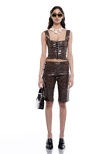 Load image into Gallery viewer, FAUX LEATHER CORSET TOP (Brown) MILKWHITE
