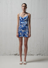 Load image into Gallery viewer, MINI GLOSSY PRINTED DRESS (Ocean Blue) MILKWHITE
