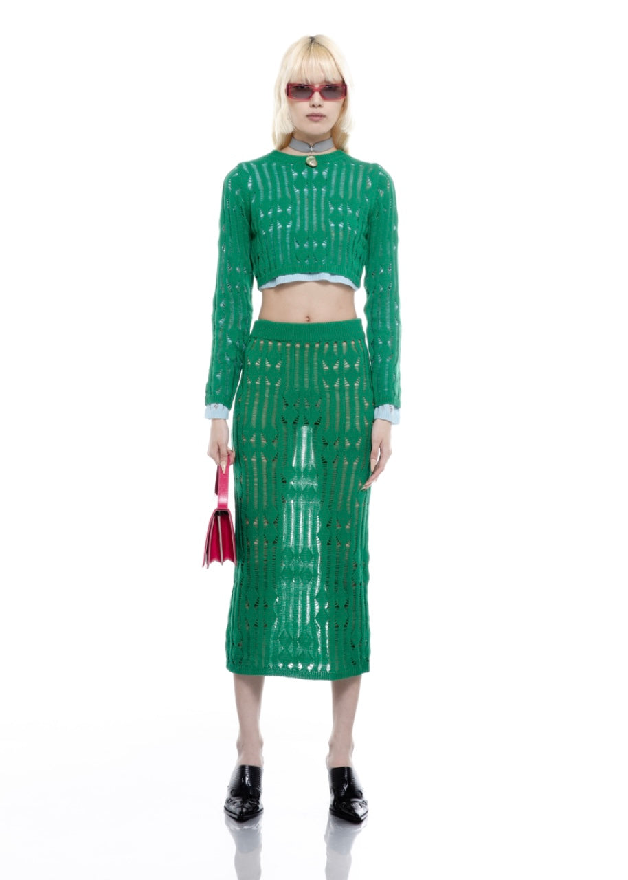 KNIT CROPPED TOP (Green) MILKWHITE