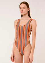 Load image into Gallery viewer, HUEDA SWIMSUIT Sun.Set.Go (ORANGE STRIPPED)
