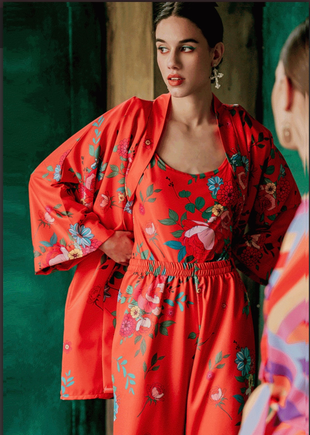 ACAPULCO KIMONO (RED FLORAL) BeeMe